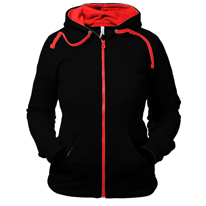 Sudadera Capucha Cremallera Contrastada Mujer Frontal